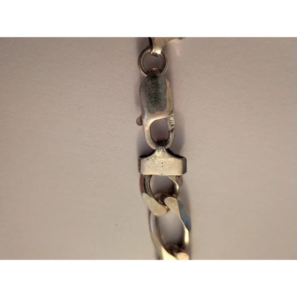 925 Sterling Silver 72 grams Vintage Figaro Link Chain Necklace Italy Stamped